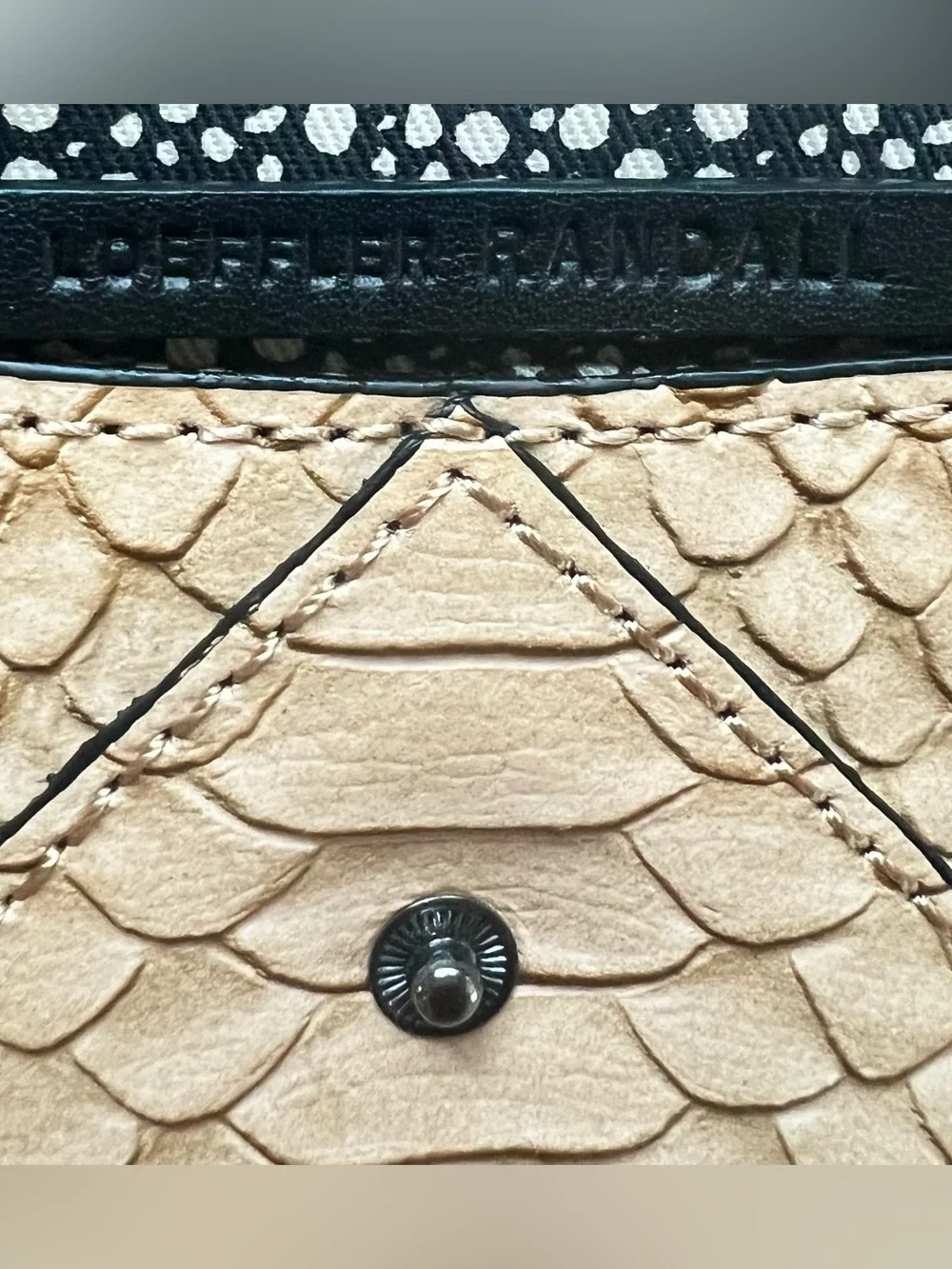 Loeffler Randall Python-Embossed Nude Leather Envelope Clutch
